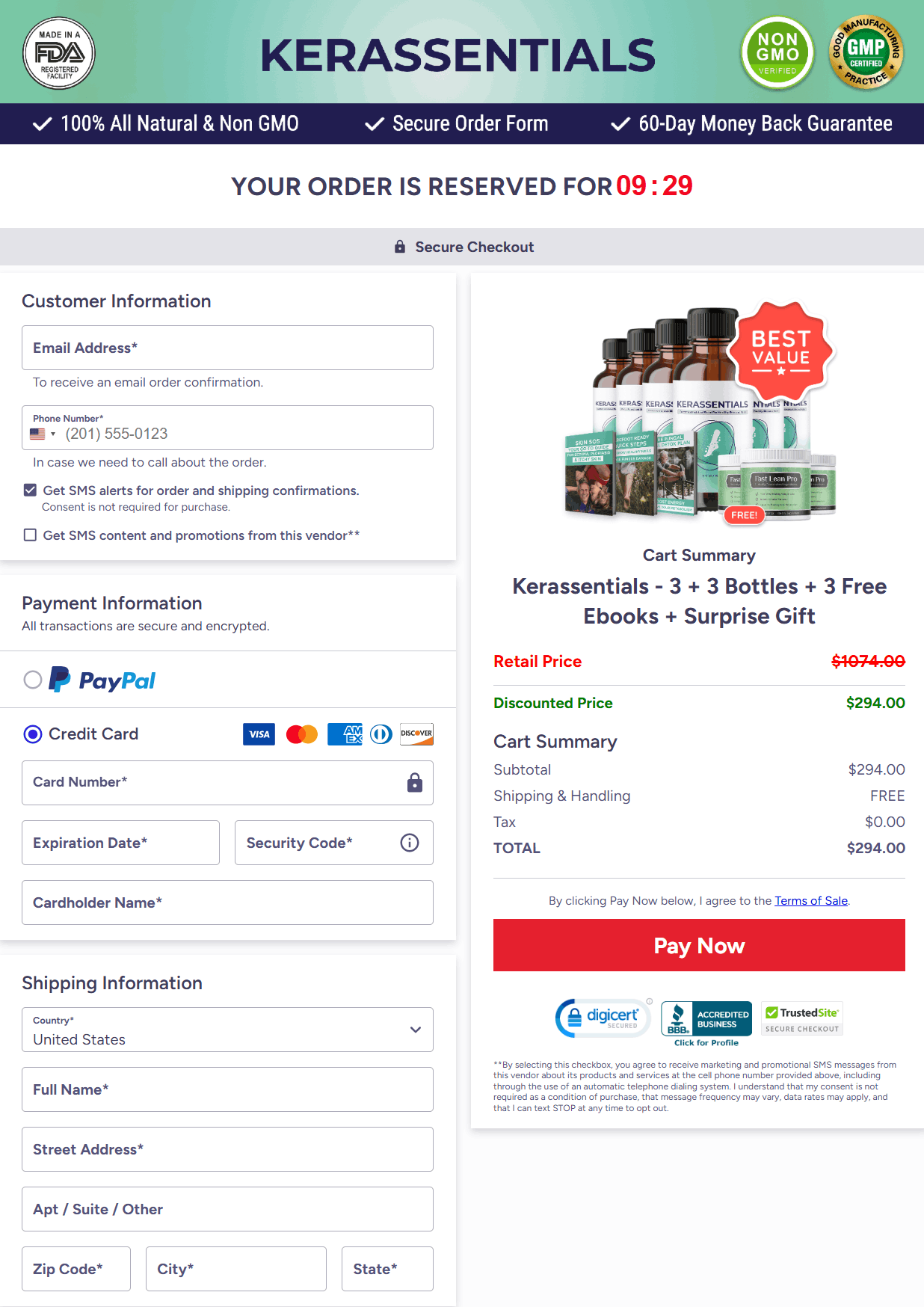 Kerassentials  checkout page